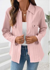 Dusty Pink tops,Plain Color tops,ROTITA Zipper Dusty Pink Long Sleeve Shirt