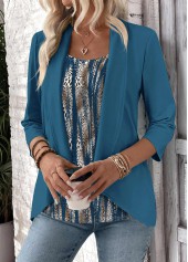 rotita léopard paon bleu col carré faux deux pièces twinset