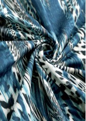 Peacock Blue tops,Leopard tops,ROTITA Leopard Peacock Blue Square Neck Fake Two Piece Twinset