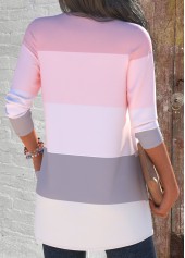 Pink tops,Striped tops,Contrast Color tops,ROTITA Plus Size Two Piece Striped Cardigan  and Tank Top