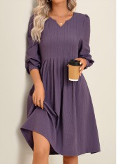 Dusty Purple dresses,Plain Color dresses,Everyday dresses,Casual dresses,ROTITA Long Sleeve Split Dusty Purple Dress