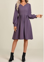 Dusty Purple dresses,Plain Color dresses,Everyday dresses,Casual dresses,ROTITA Long Sleeve Split Dusty Purple Dress