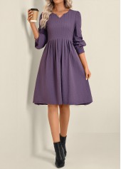 Dusty Purple dresses,Plain Color dresses,Everyday dresses,Casual dresses,ROTITA Long Sleeve Split Dusty Purple Dress