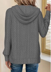 Dark Grey Marl tops,Plain Color tops,ROTITA Zipper Dark Grey Marl Long Sleeve Hoodie