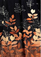 Black tops,Plants tops,Ombre tops,ROTITA Leaf Print Black Long Sleeve Light Cardigan