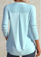 Mint Green tops,Plain Color tops,ROTITA Zipper Mint Green Split Neck Long Sleeve Shirt