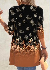 Black plus size,Plants plus size,Ombre plus size,ROTITA Plus Size Ruffle Black Leaf Print Light Cardigan