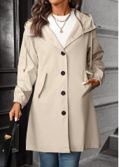 Beigefarbener Trenchcoat mit langen Ärmeln und Kapuze