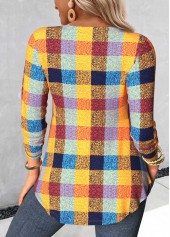 Ginger tops,Plaid tops,ROTITA Plaid Ginger Heart Collar Fake Two Piece Twinset