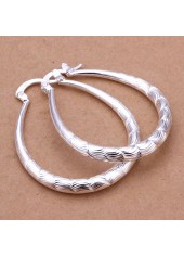 Silver jewelry,Other jewelry,Silver Metal Ripple Design Round Earrings