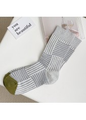hellgraue melierte Vintage-Baumwollsocken bis zur Mitte der Wade