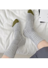 Light Grey Marl accessories,Dark Grey accessories,Striped accessories,Contrast Color accessories,Geometric accessories,Light Grey Vintage Marl Mid Calf Cotton Socks