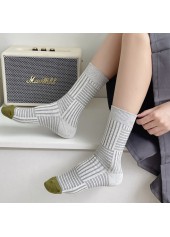 Light Grey Marl accessories,Dark Grey accessories,Striped accessories,Contrast Color accessories,Geometric accessories,Light Grey Vintage Marl Mid Calf Cotton Socks