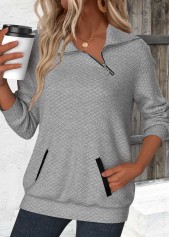 Rotita Jacquard-Sweatshirt mit asymmetrischem Ausschnitt in Grau