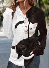 Rotita Halloween Tunika Patchwork schwarz Langarm Hoodie