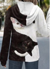 Black tops,Halloween tops,ROTITA Halloween Tunic Patchwork Black Long Sleeve Hoodie