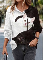 Black tops,Halloween tops,ROTITA Halloween Tunic Patchwork Black Long Sleeve Hoodie