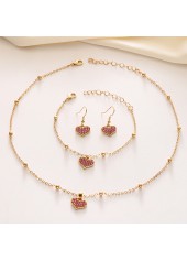 Heart Alloy Golden Necklace and Bracelet Set