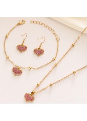 Golden jewelry,Heart Alloy Golden Necklace and Bracelet Set