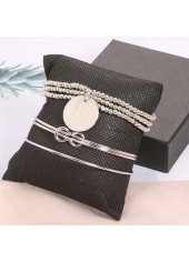 Silver jewelry,Other jewelry,Adjustable Silver Alloy Detail Three-piece Bracelet