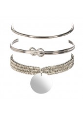 Silver jewelry,Other jewelry,Adjustable Silver Alloy Detail Three-piece Bracelet