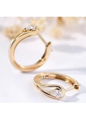 Golden jewelry,Gold Rhinestone Round Alloy Detail Earrings