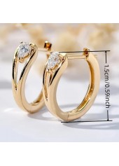 Golden jewelry,Gold Rhinestone Round Alloy Detail Earrings