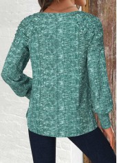 Green tops,Plain Color tops,ROTITA Green Round Neck Long Sleeve T Shirt