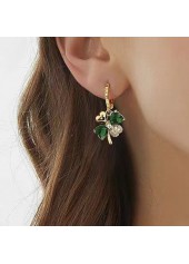 Green jewelry,Plants jewelry,Green Alloy Four Leaf Clover Earrings