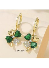 Green jewelry,Plants jewelry,Green Alloy Four Leaf Clover Earrings