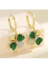 boucles d'oreilles trèfle à quatre feuilles en alliage vert