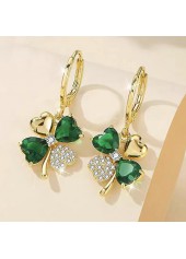 Green jewelry,Plants jewelry,Green Alloy Four Leaf Clover Earrings