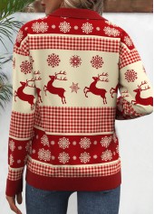 Wine Red tops,Christmas tops,ROTITA Christmas Zipper Wine Red Turn Down Collar Sweatshirt