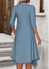 Dusty Blue dresses,Floral dresses,Plants dresses,Everyday dresses,Casual dresses,ROTITA Fake 2in1 Floral Print Dusty Blue A Line Dress