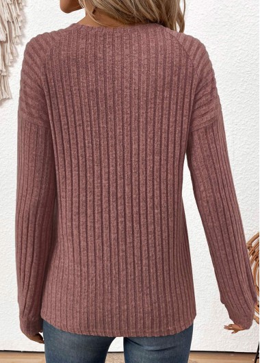 Dark Reddish Purple tops,Plain Color tops,ROTITA Patchwork Dark Reddish Purple Round Neck T Shirt