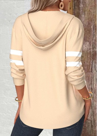 Light Camel plus size,Halloween plus size,Striped plus size,Letter plus size,ROTITA Plus Size Button Pumpkin Light Camel Long Sleeve Hoodie