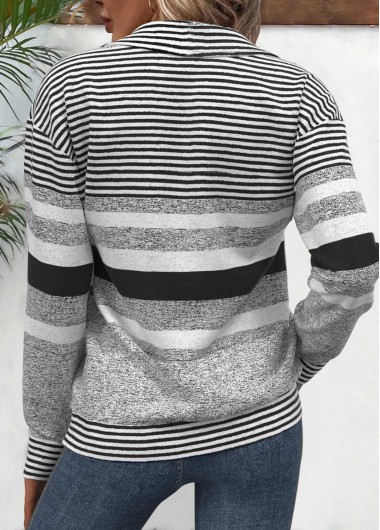 Black plus size,Striped plus size,Geometric plus size,ROTITA Plus Size Circular Ring Black Striped Long Sleeve Sweatshirt