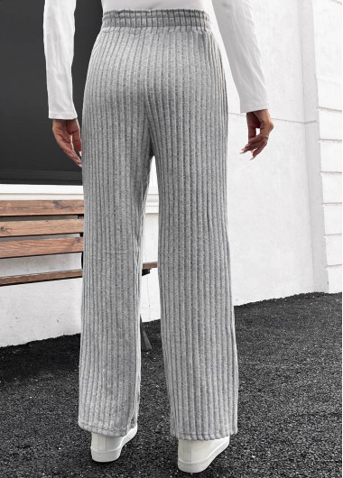 Grey bottoms,Plain Color bottoms,Grey Elastic Waist High Waisted Pants