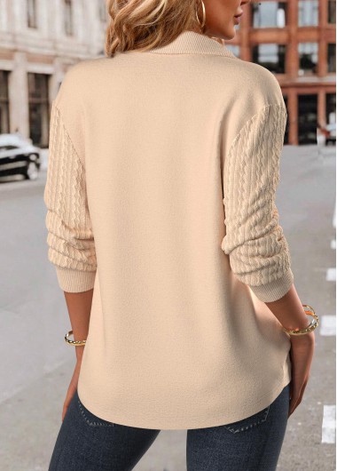 Skin Color tops,Christmas tops,Plants tops,Letter tops,ROTITA Christmas Jacquard Skin Color Turn Down Collar Sweatshirt