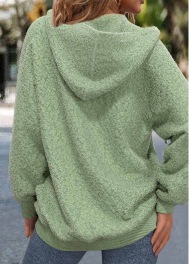 Sage Green tops,Plain Color tops,ROTITA Zipper Sage Green Long Sleeve Hoodie