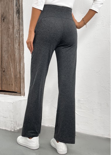 Grey bottoms,Plain Color bottoms,Drawstring Grey Drawastring High Waisted Pants