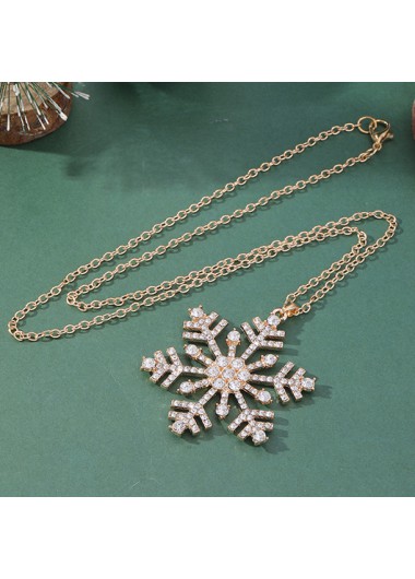 Golden jewelry,Geometric jewelry,Christmas Snowflake Design Golden Alloy Necklace