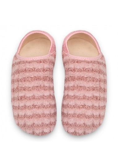 Light Pink shoes,Striped shoes,Geometric shoes,Striped Light Pink Falt Closed Toe Slippers