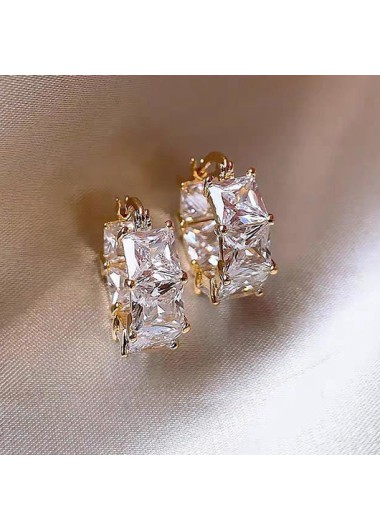 Golden jewelry,Geometric jewelry,Golden Geometric Design Square Alloy Earrings