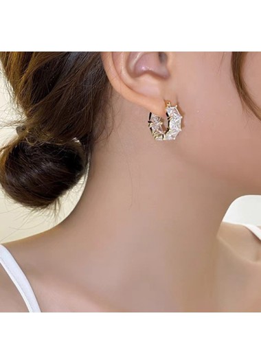 Golden jewelry,Geometric jewelry,Golden Geometric Design Square Alloy Earrings