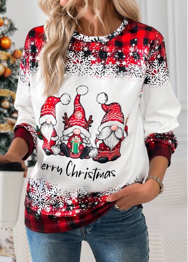 Red tops,Christmas tops,ROTITA Christmas Tummy Coverage Santa Claus Print Red T Shirt