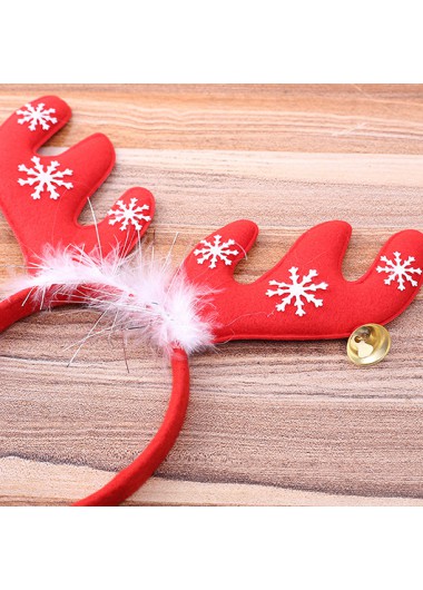 Red accessories,Christmas Reindeer Print Red Feather Headband