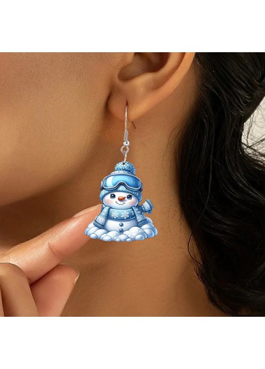 Sky Blue jewelry,Christmas jewelry,Christmas Snowman Sky Blue Acrylic Earrings