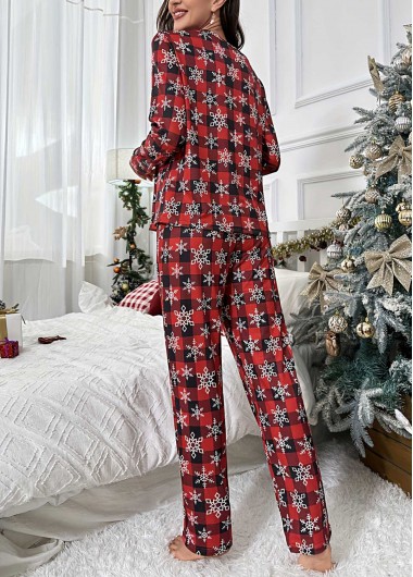 Red loungewear,Geometric loungewear,Plaid loungewear,Christmas loungewear,Christmas Snowflake Print Red Lounge Top and Pants