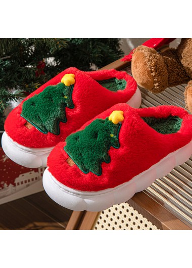 Red shoes,Christmas shoes,Christmas Red Falt Closed Toe Slippers